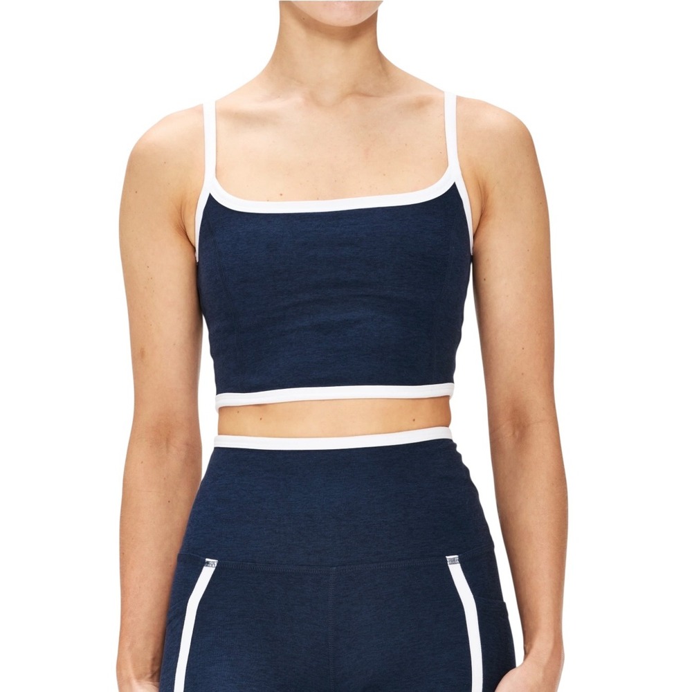 Beyond Yoga Navy White Set Crop Tank Medium & Leggings Small Gym Athleisure EUC - Picture 4 of 16